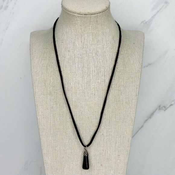 Striped Pendant on Black Cord Necklace - Picture 8 of 12